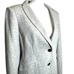 TOMMY HILFIGER Blazer Jacket‎ Women's 12 Gray Navy Preppy Elbow Patches Fitted